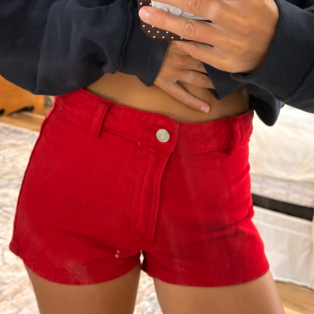 Zara Red Jean Shorts